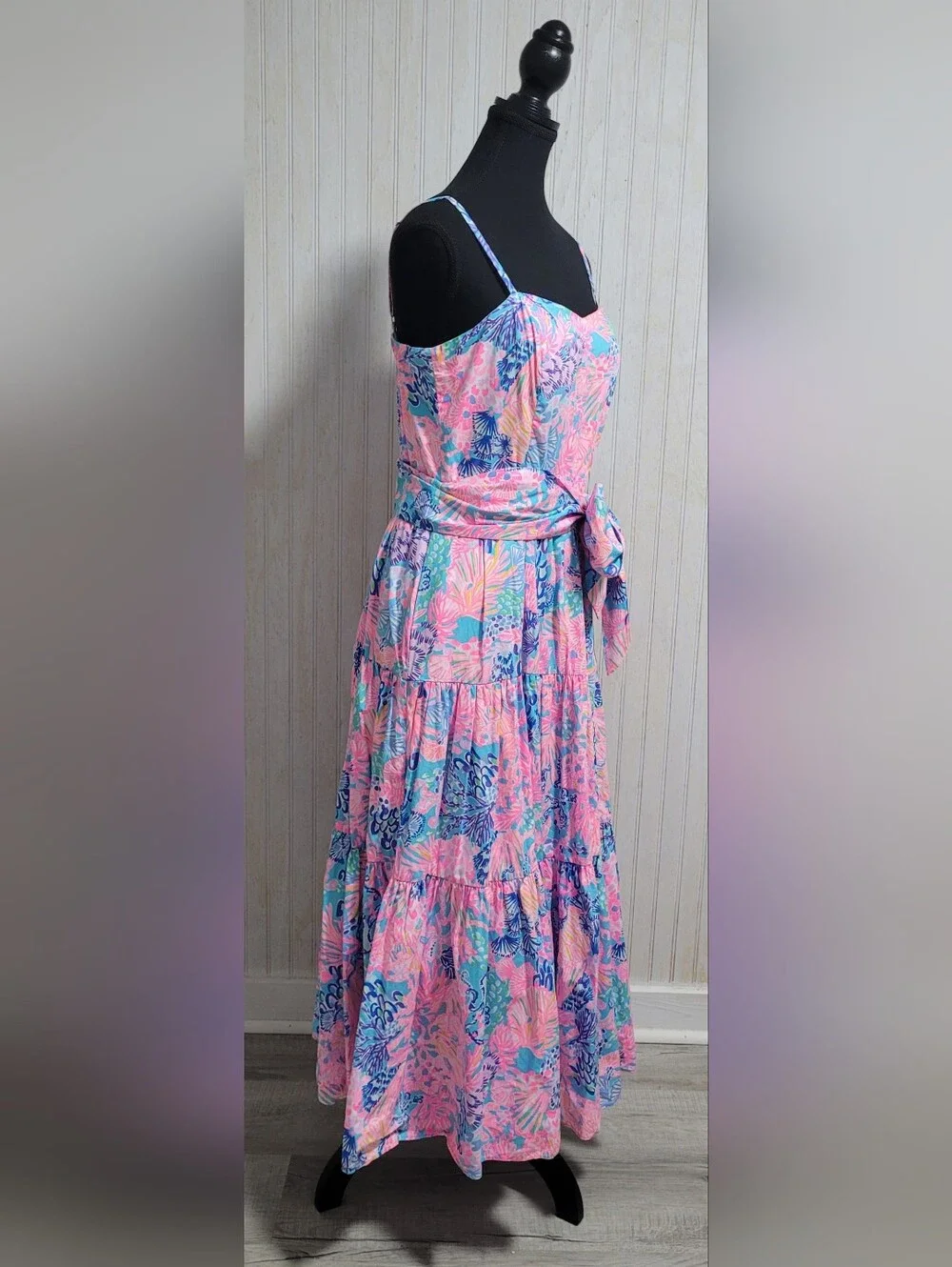 Lilly Pulitzer Edith Maxi Dress Splendor in the Sand Pink Blue Size 8 EUC - Picture 4 of 15